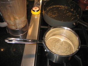 The rich and creamy mushroom sauce, after it has been puréed.